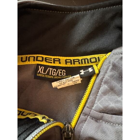 Under Armour Mens Jacket Size XL Windbreaker Full Zip Loose Yellow Gold Black - Picture 8 of 10